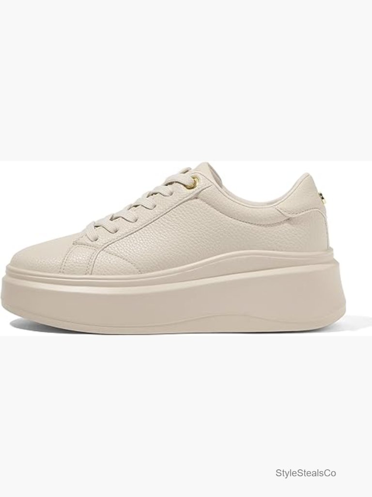 Platform Fashion Sneakers Faux Leather Classic Tennis Shoes Low Top Walking